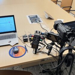 Deposition Recording gear in use on conference table