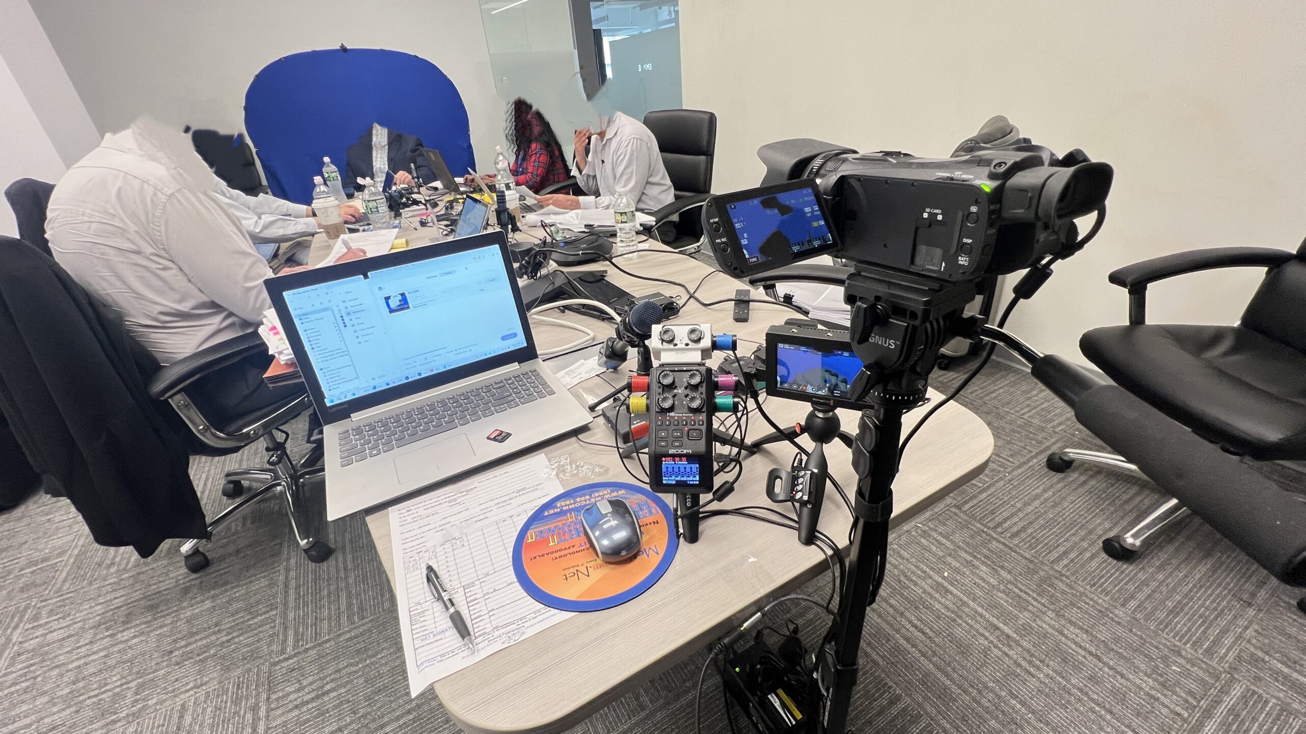 Deposition Recording Gear in use on conference table