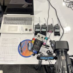 deposition recording gear in use on conference table