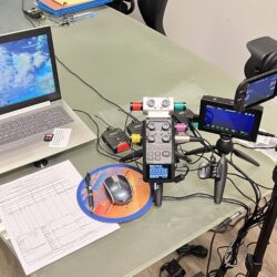 deposition recording gear in use on conference table