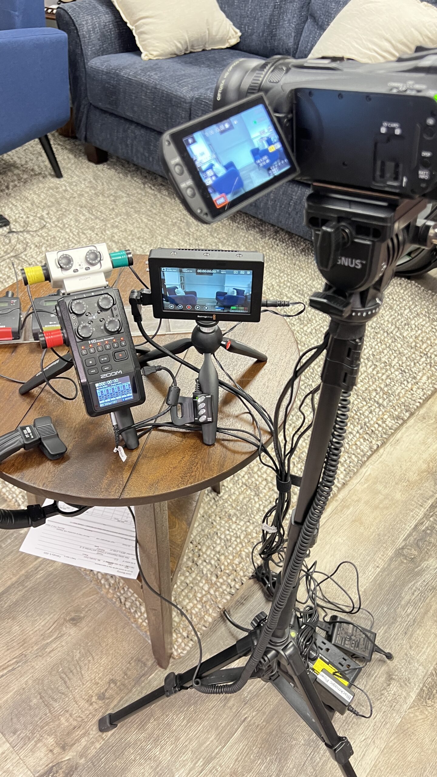 Deposition recording gear on use on conference room table